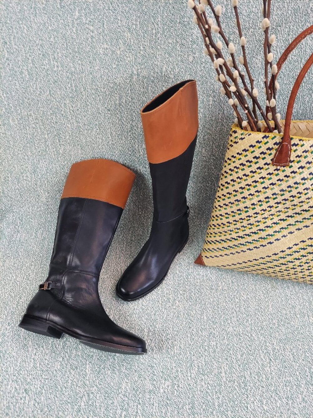 Lauren Ralph Lauren Berna Two-Tone Riding Boot · Size 8.5 · Black & Brown